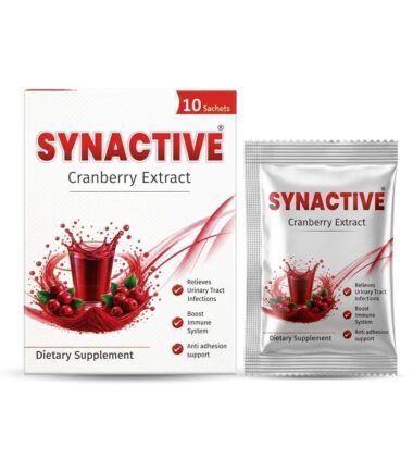 SYNACTIVE Cranberry Extract Sachets box and sachet packaging urinary health supplement ark laboratories